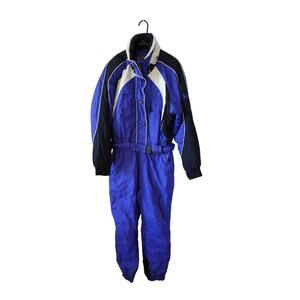 Vintage Vitesse Couloir Ski Suit Blue Large 14 Snowsuit One Piece Snow Bib
